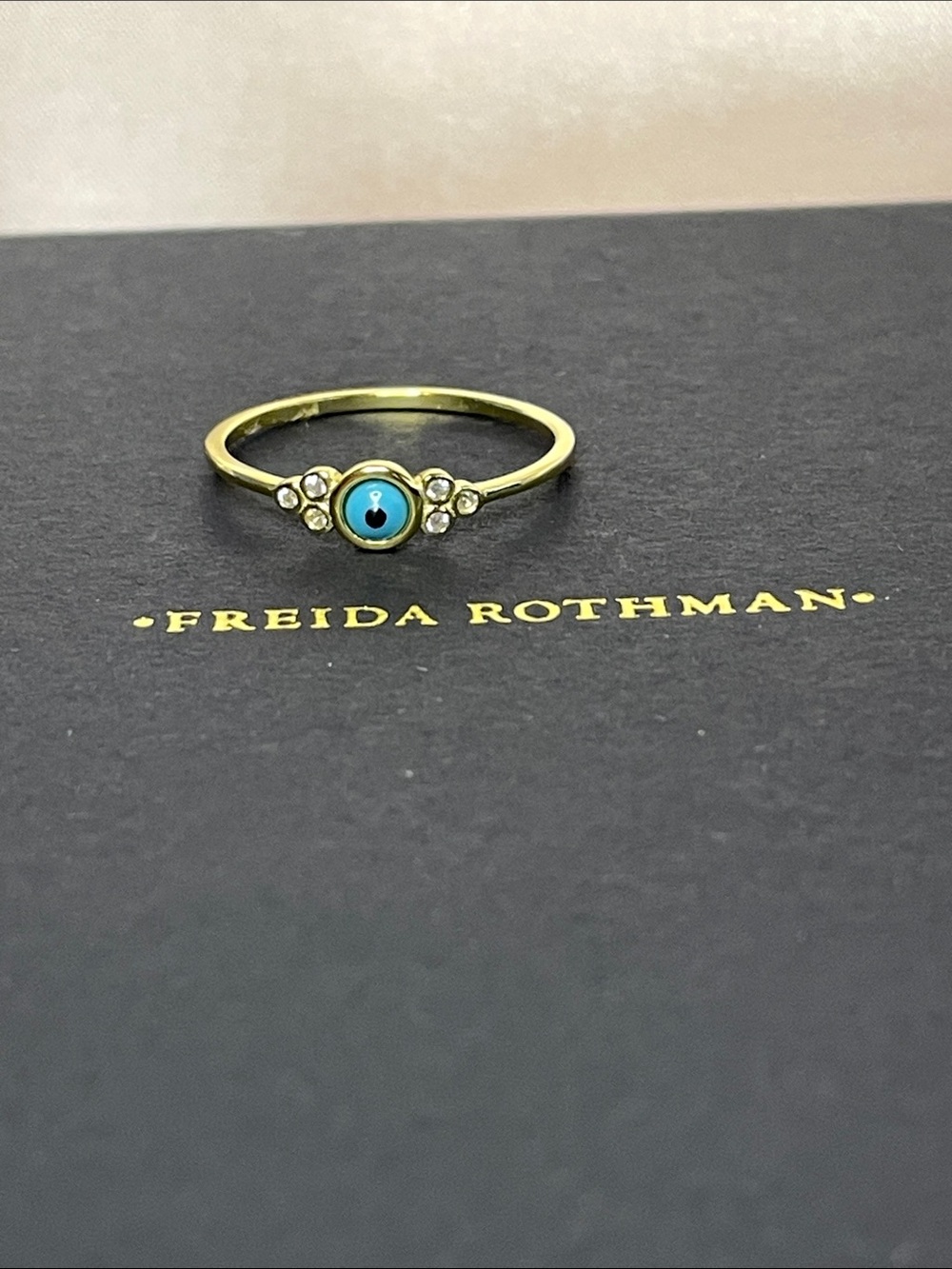 Freida Rothman Gold Over Sterling Silver Evil Eye Ring Size 9 $125 MSRP